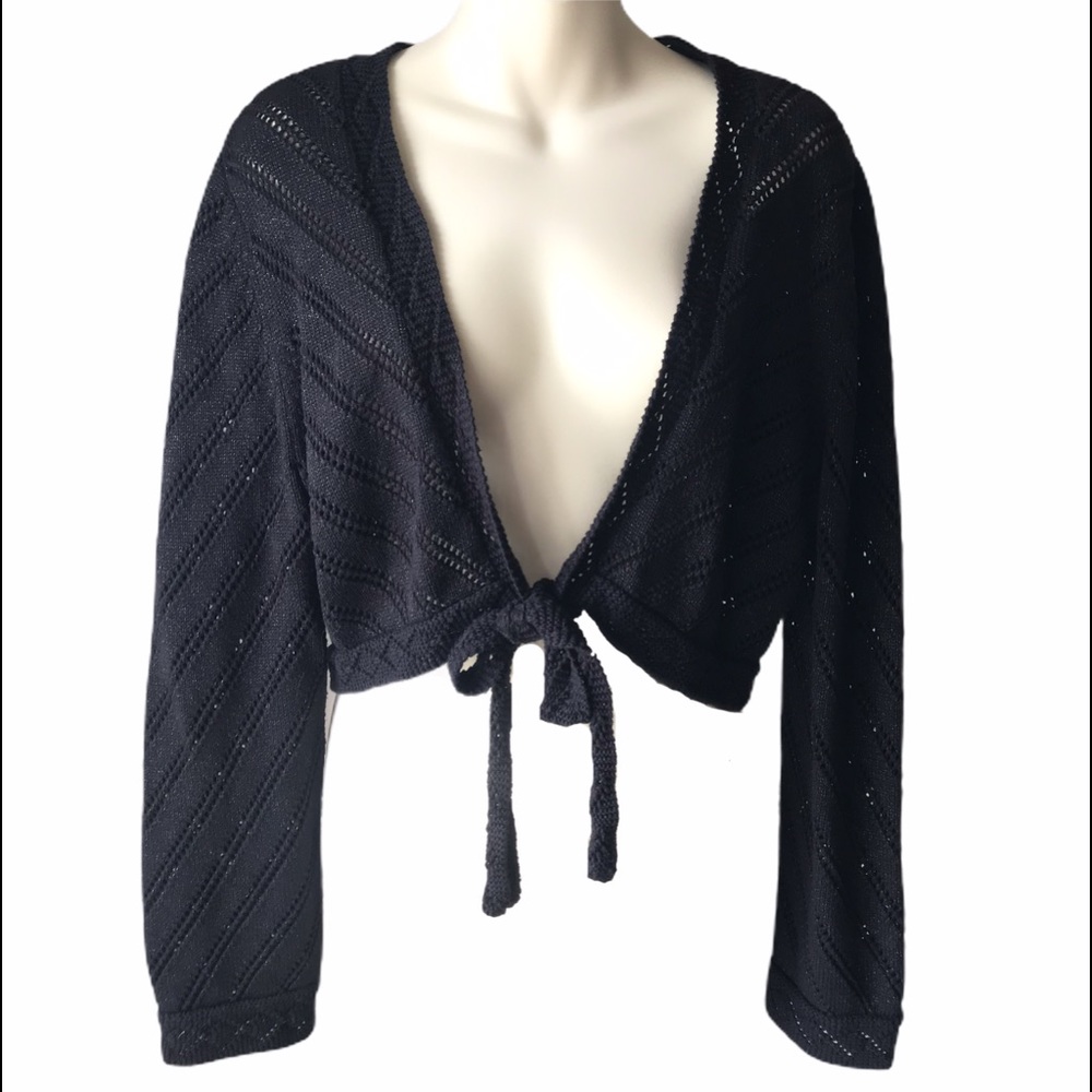 RQT Black Tie-Front Sweater - LG
